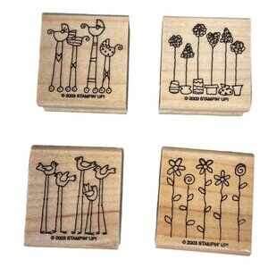 Stampin‎ Up! Simple Somethings 2003 Wooden Rubber Stamps Set Of 4